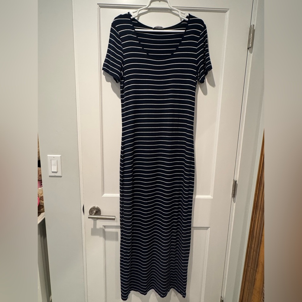 Kelvin Klein Striped Navy and White Maxi Dress